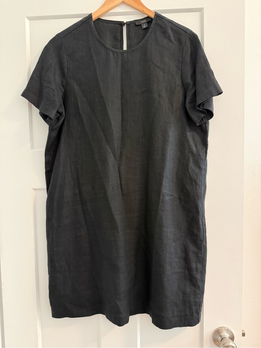 J. Crew Charcoal Short Sleeve Linen Shift Dress